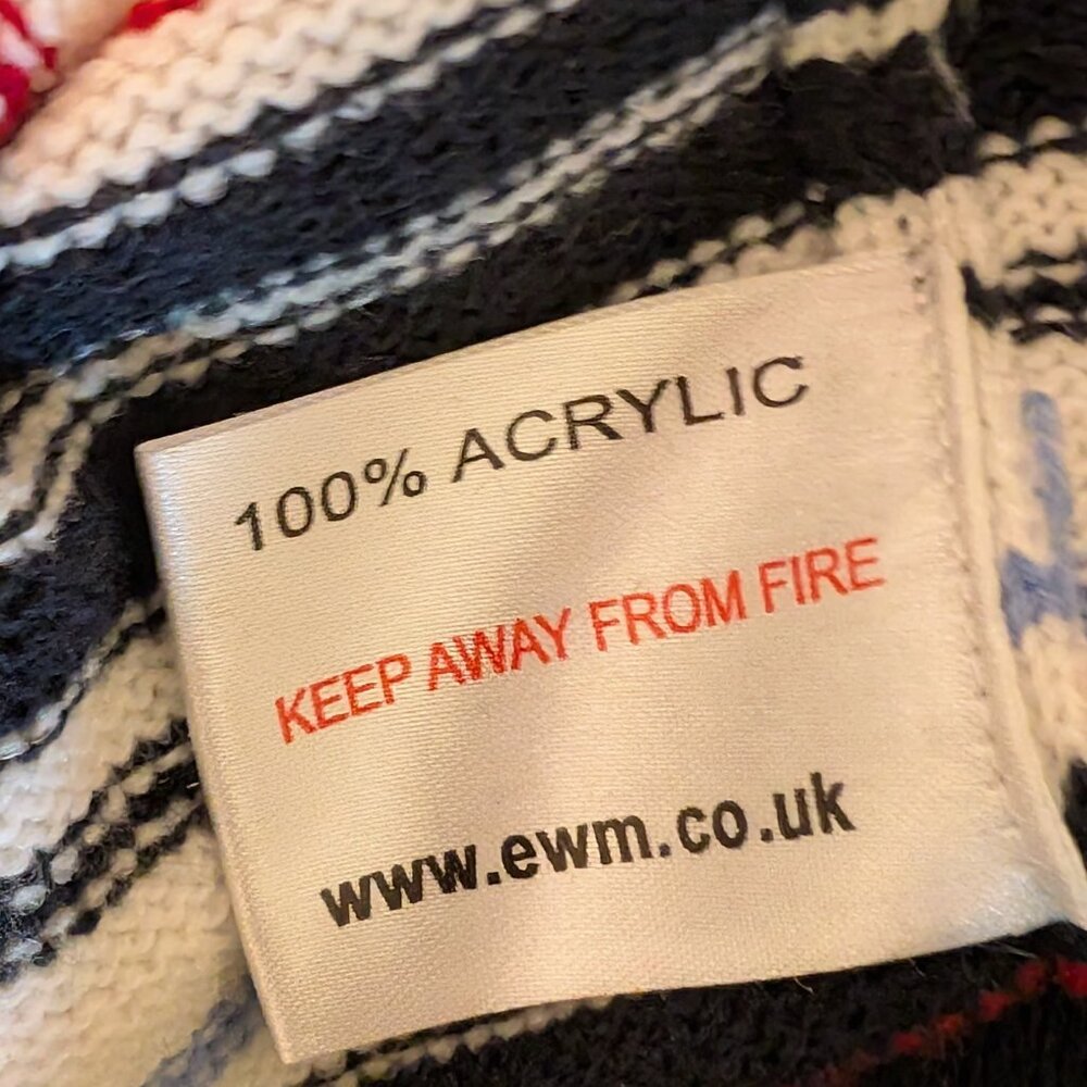 EWM Sweater 100% Acrylic Red/White/Blue Stripes Size Large 18-20 - Picture 8 of 10